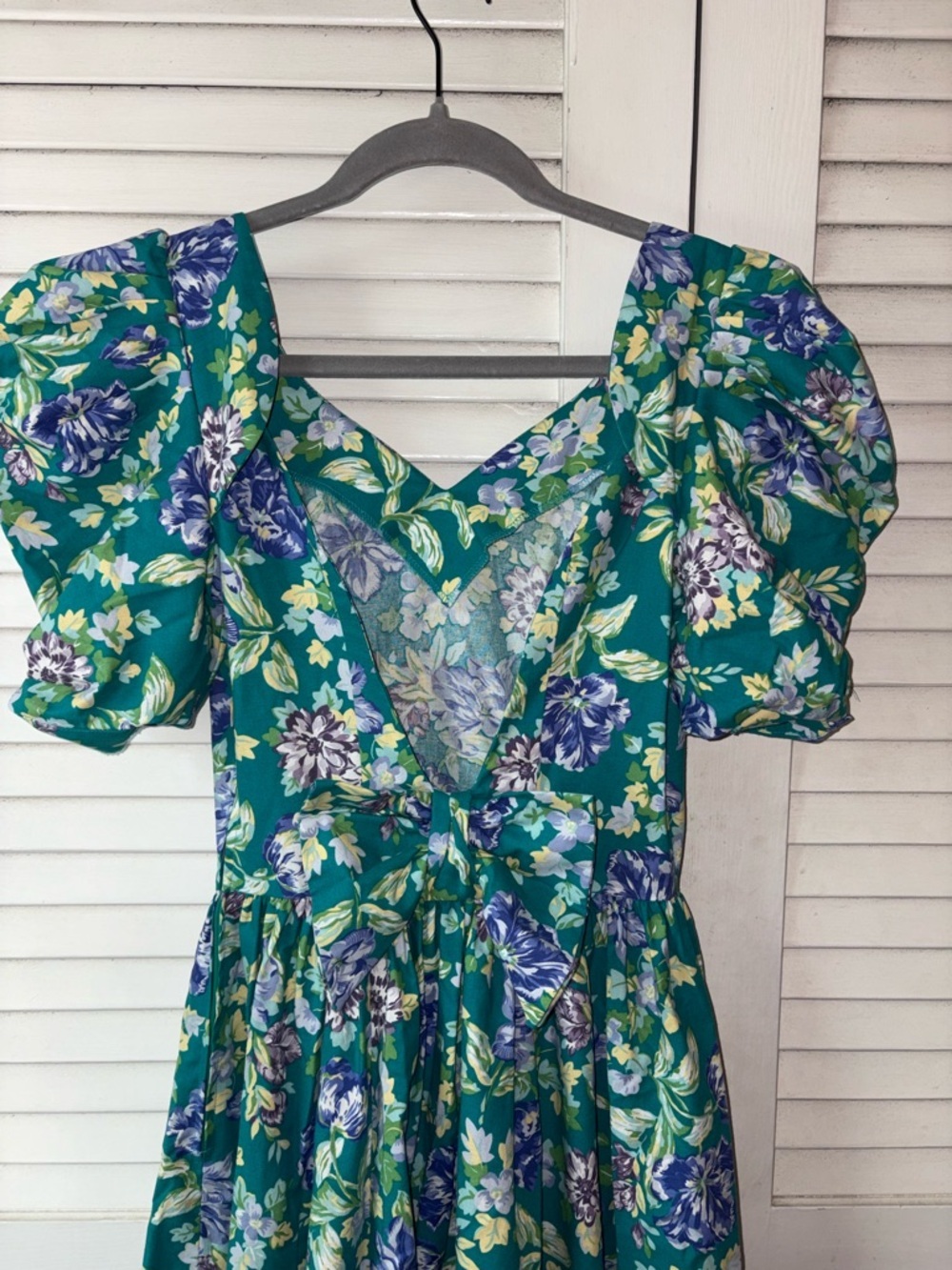 Vintage Laura Ashley 80s Puff Sleeve Floral Midi Dress Bow Back Cottagecore 8 - Picture 6 of 8